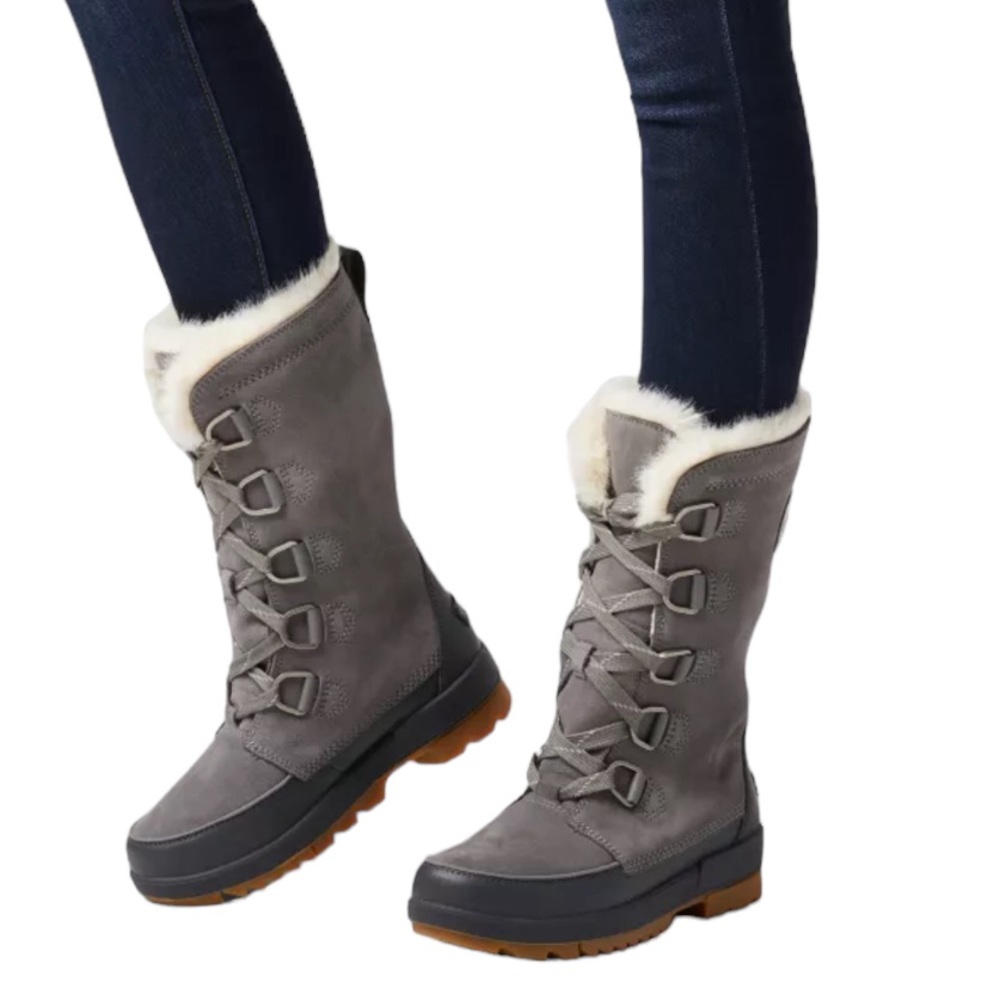 SOREL Tivoli IV Tall Waterproof Suede Boots Quarry Gray Women’s 5 NWOB